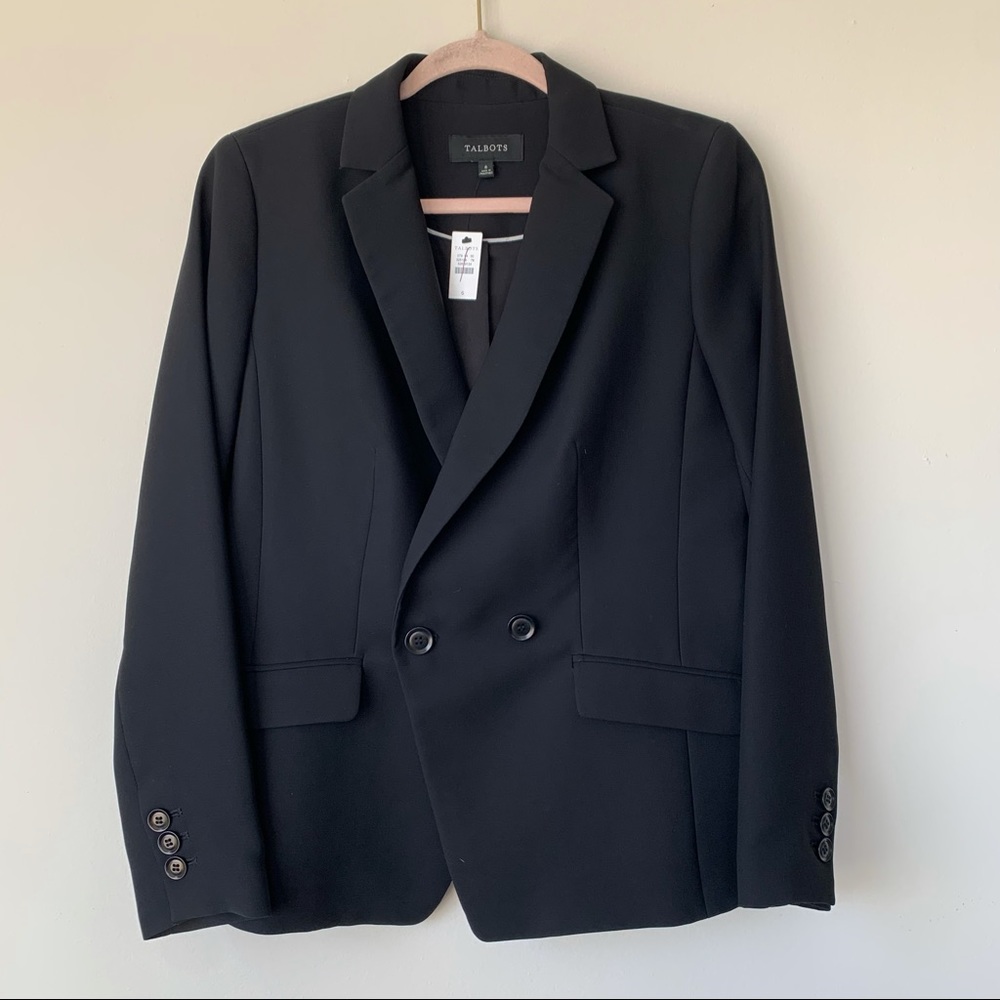 Talbots NWT Black Double Breasted Blazer Size 6 Business Office Formal Suit